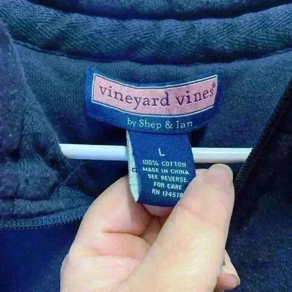 Vineyard Vines The Shep Ian Shirt Fleece Large Blue 1/4 Zip Pullover - Picture 7 of 8